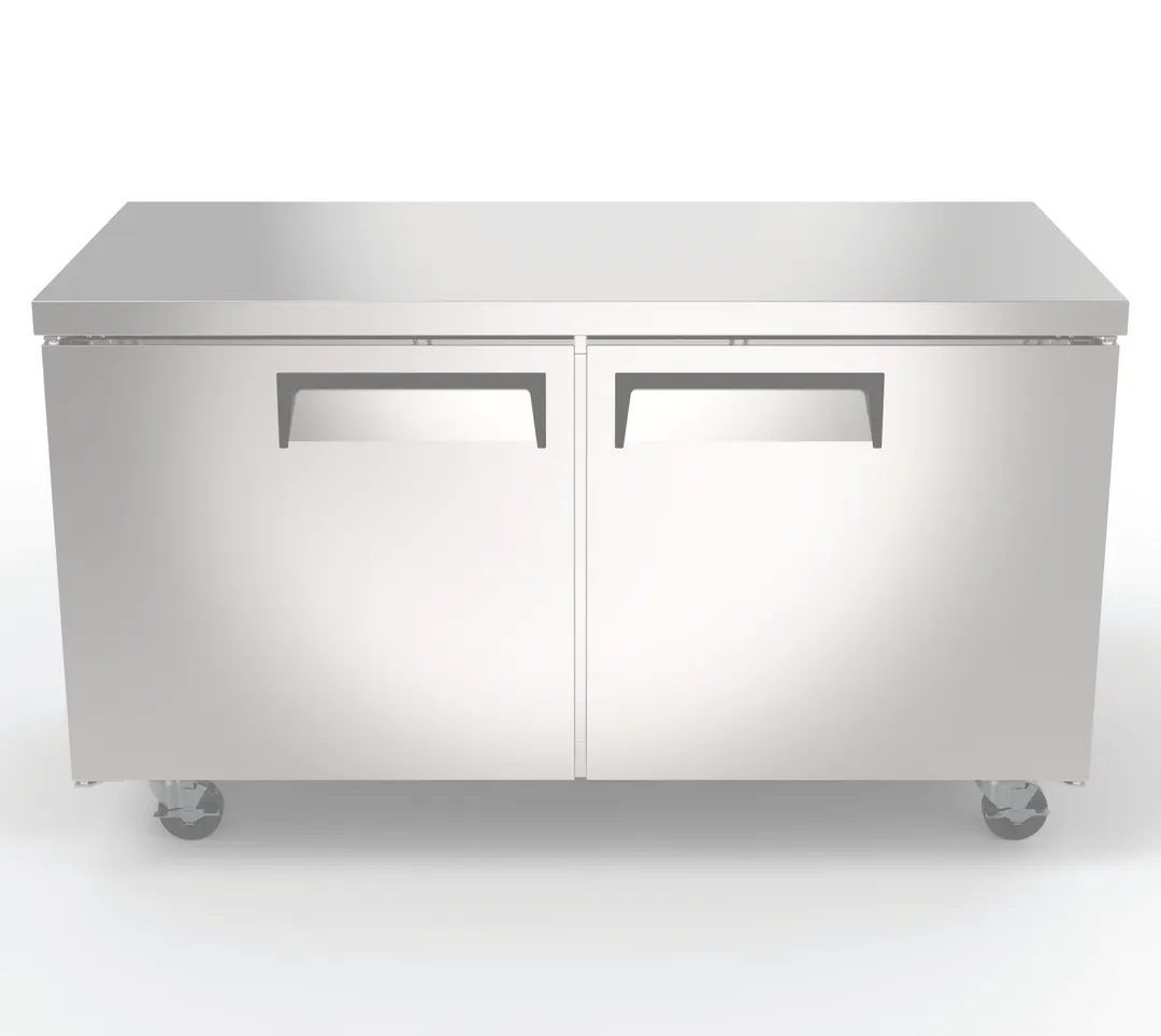 Hubert 106203 60" 2-Door Undercounter Freezer, Stainless Steel, 15 cu. ft., Temp Control