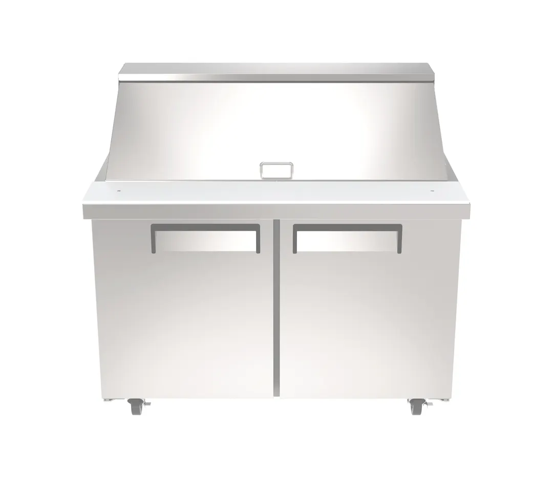 Hubert 136224 47" 2-Door Mega Top Sandwich and Salad Prep Table, 18 Pans, Stainless Steel