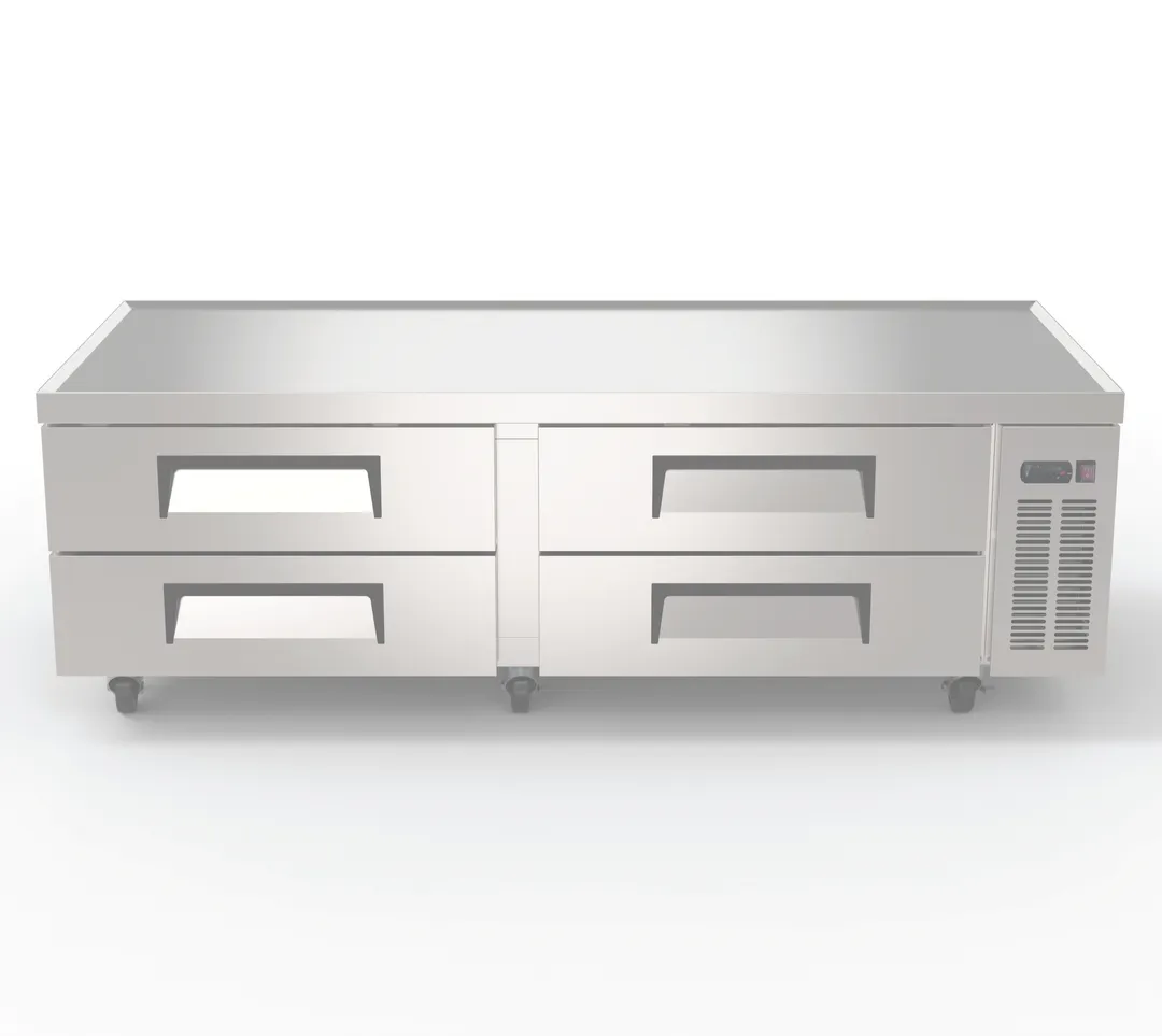Hubert 166200 84" 4 Drawers Refrigerated Chef Base, Marine Edge, 19.1 cu. ft., Steel Top, 115V