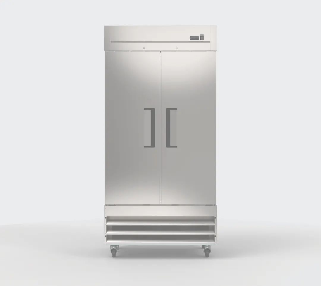 Hubert 166229 39.5" 2-Solid Door Reach-In Refrigerator, 29.73 cu. ft., Stainless Steel Exterior, Bottom Mounted