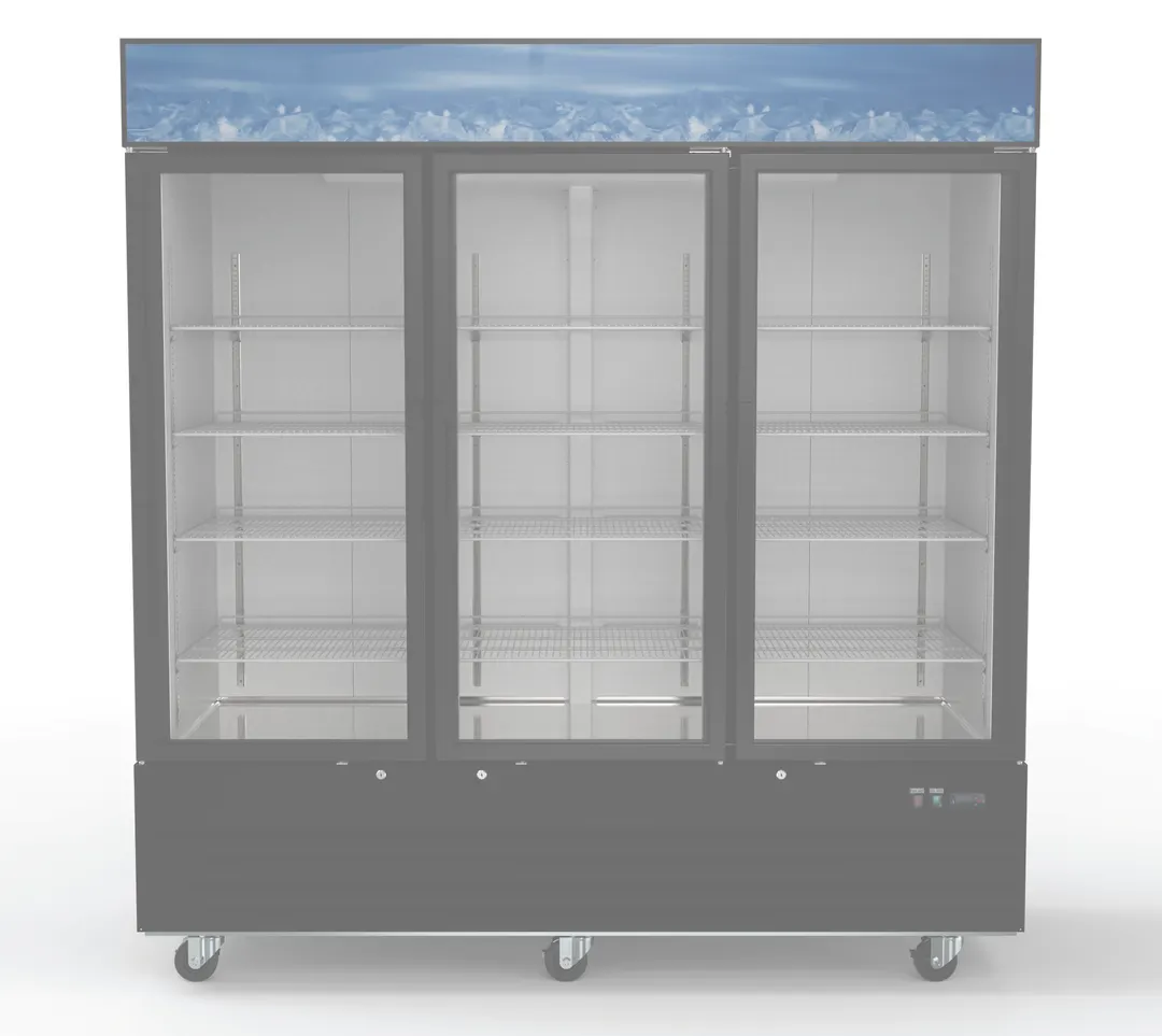Hubert 186307 53" Merchandiser Refrigerator – 3‑Section, 53 cu.ft., Black Finish Bottom‑Mount Compressor