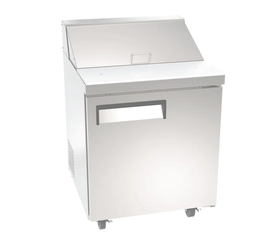 Hubert 207546 27.5" 1-Door Sandwich and Salad Prep Table, 6 Pans, Stainless Steel
