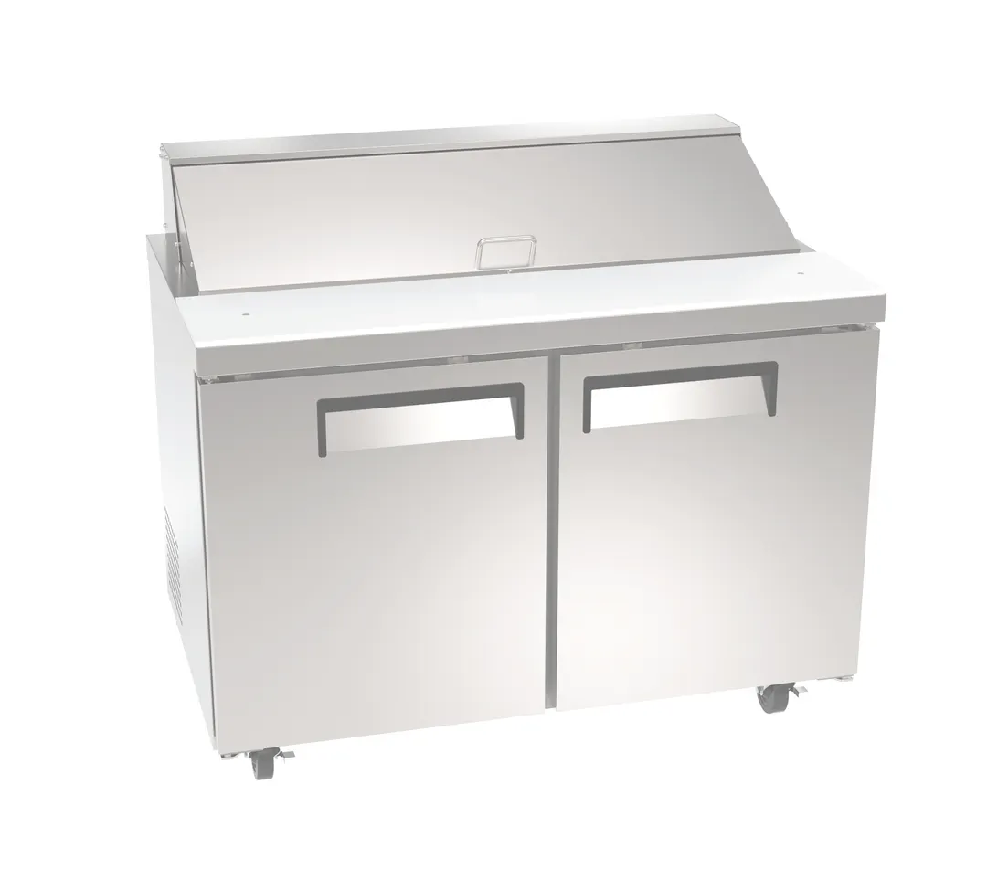 Hubert 210966 46.875" 2-Door Sandwich and Salad Prep Table, 12 Pans, Stainless Steel