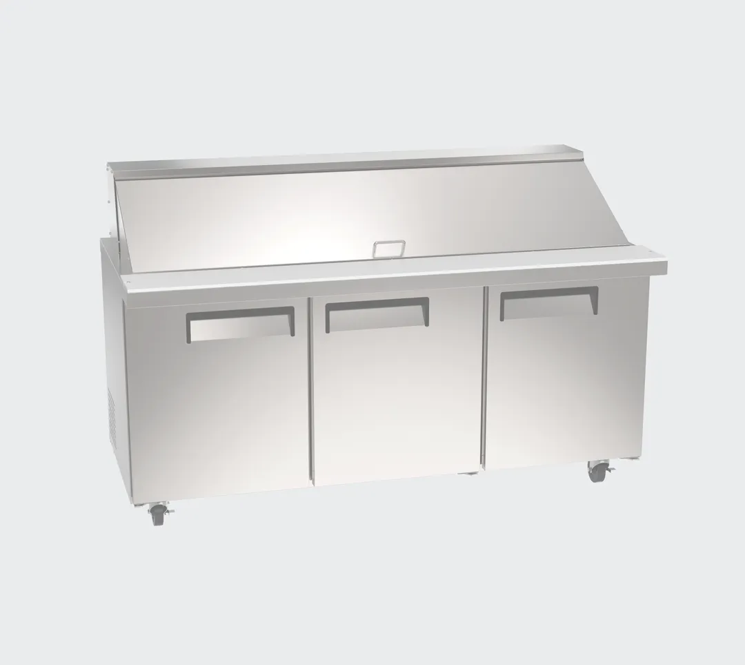 Hubert 212321 70" 3-Door Mega Top Sandwich and Salad Prep Table, 30 Pans