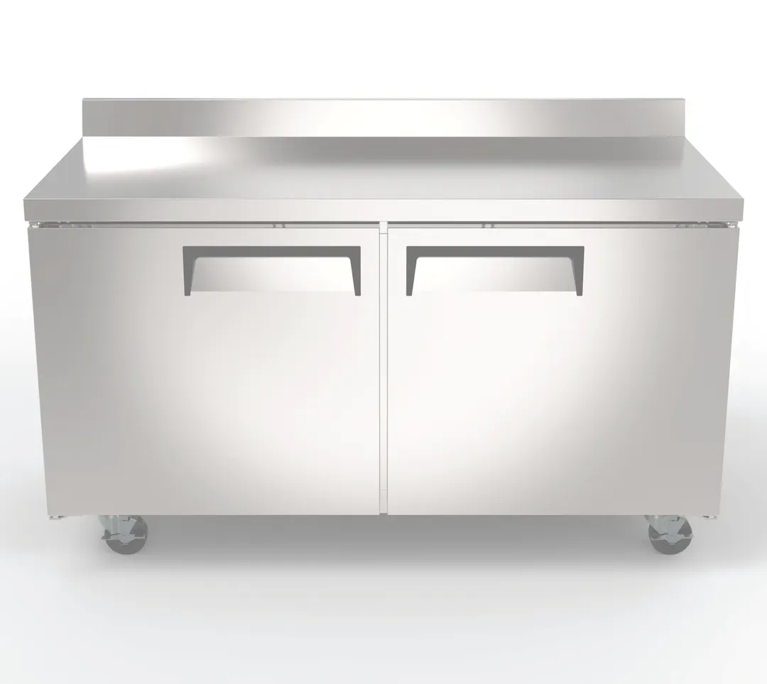 Hubert 28567 60" 2-Door Worktop Freezer, Stainless Steel, 14.2 cu. ft.