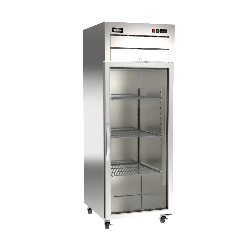Omcan USA 50118 32" 1-Glass Door Reach-In Refrigerator, 21.5 cu. ft., Top Mounted, Stainless Steel