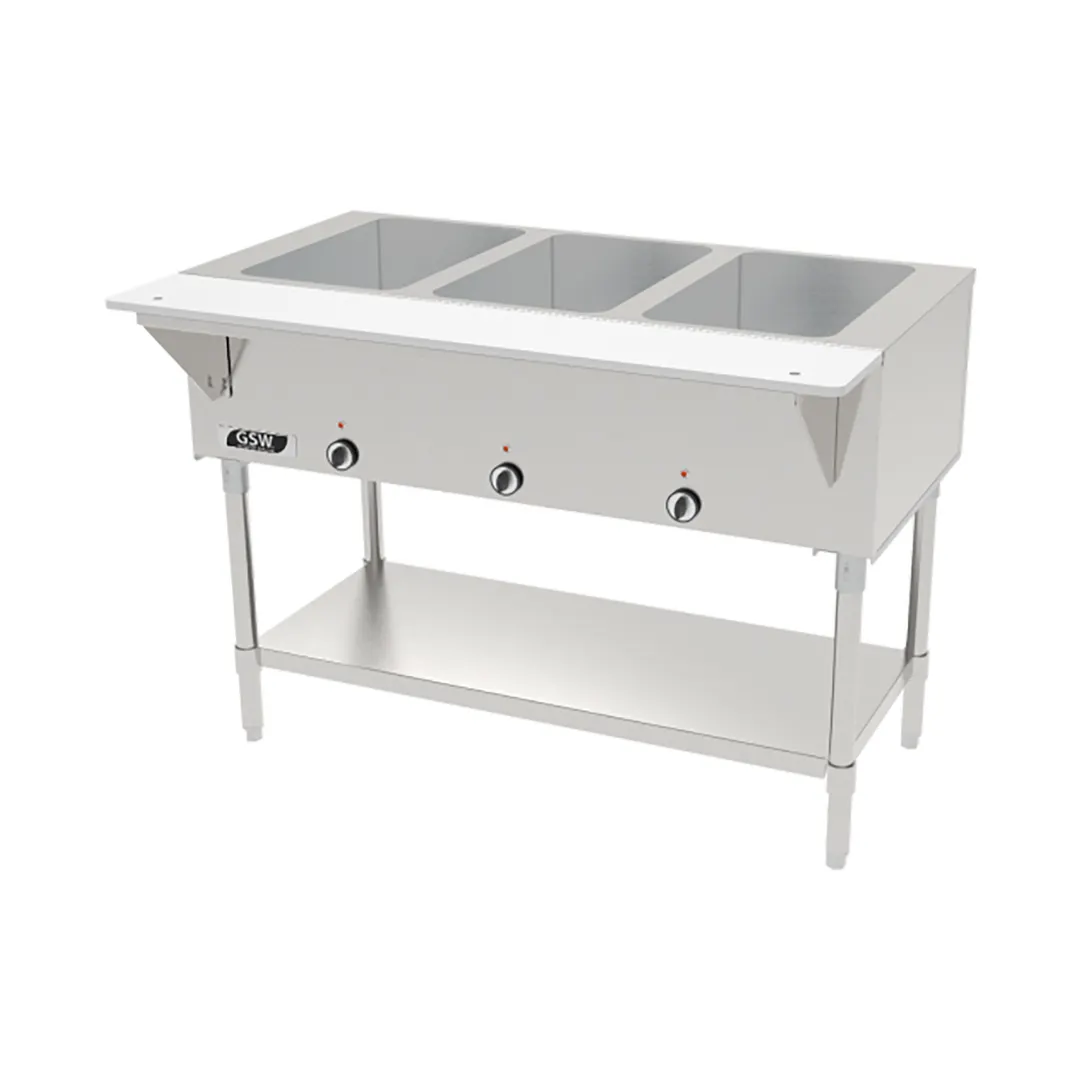 GSW USA ST-3WSE-120 Stainless Steel Electric Sealed Well Hot Food Table (3 Wells)
