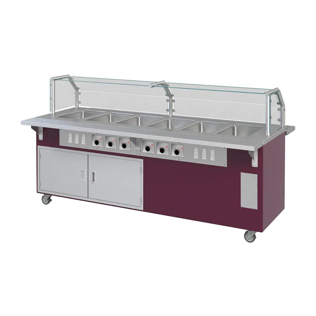 Piper Products R6-HF 96" Reflections Serving Counter, (6) Sealed Wells