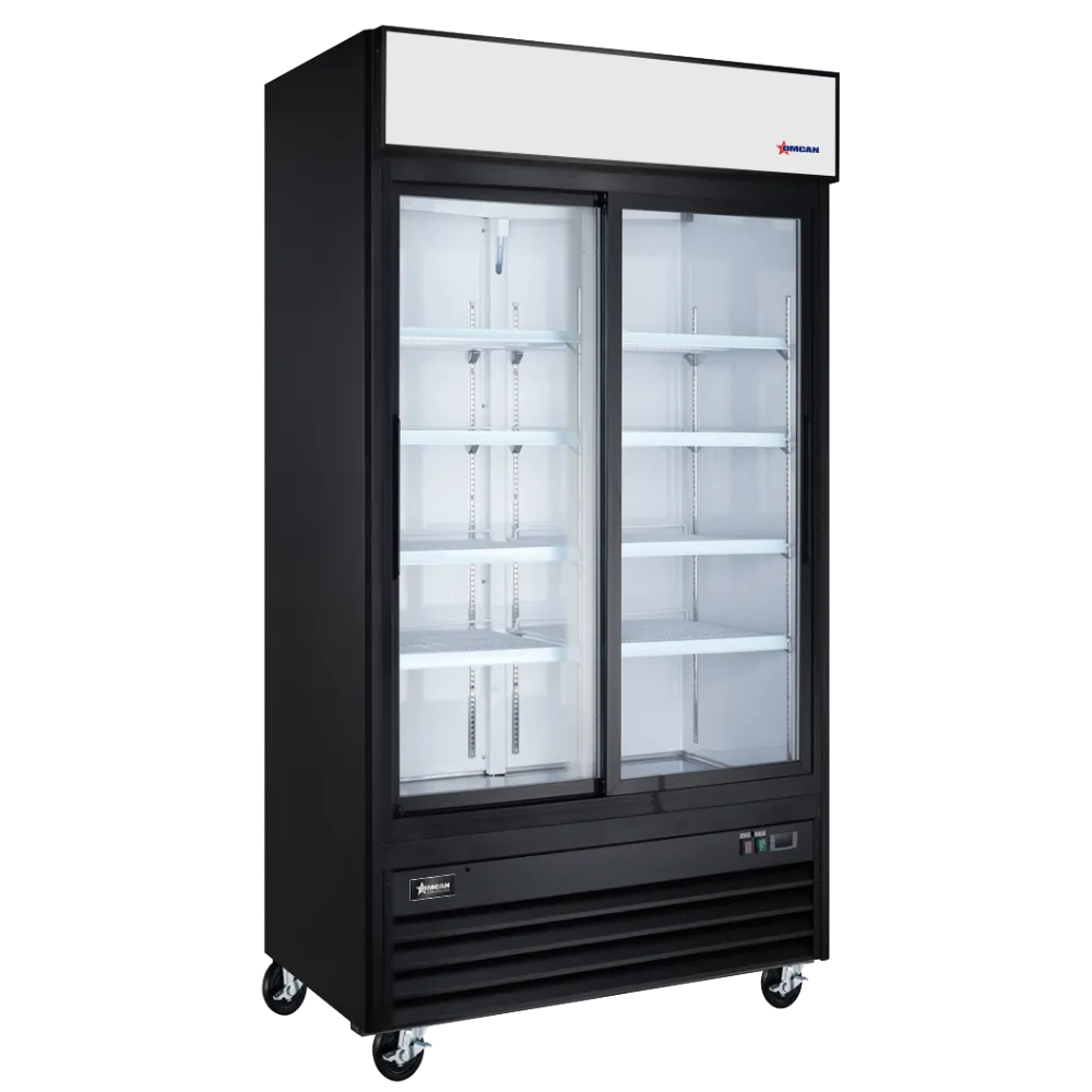 Omcan USA 50131 - 40" Merchandiser Refrigerator, 31.5 cu.ft, Sliding Glass Doors, 115V/60Hz