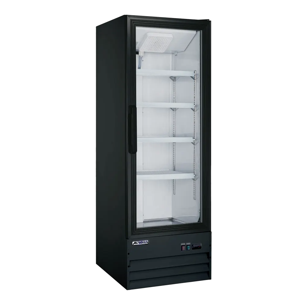 Omcan USA 59133 - 21" One-Section Glass Door Merchandiser Refrigerator, 9 cu.ft., Black, 120V/60Hz