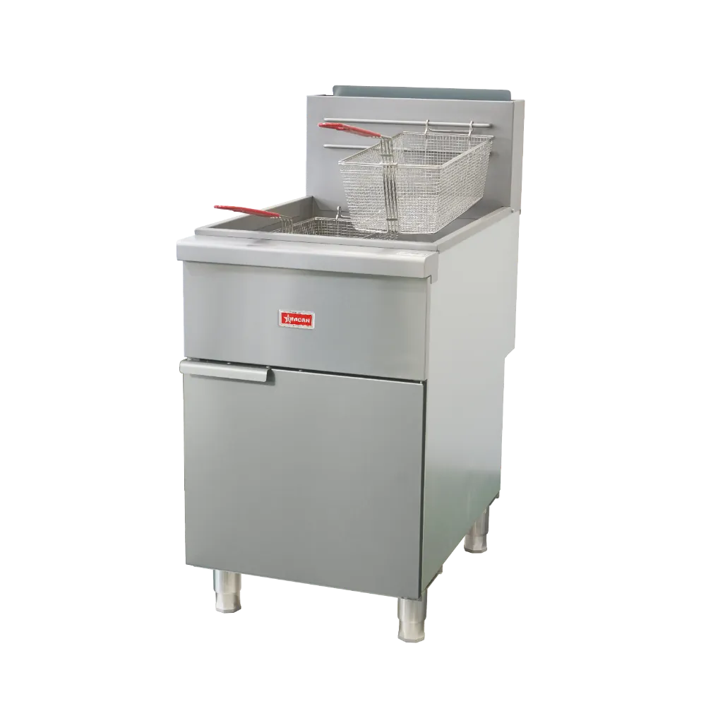 Omcan USA 48639 21" Floor Model Gas Deep Fryer, Split Pot, LP gas, 80 Ibs Fat Capacity, 120.000 BTU