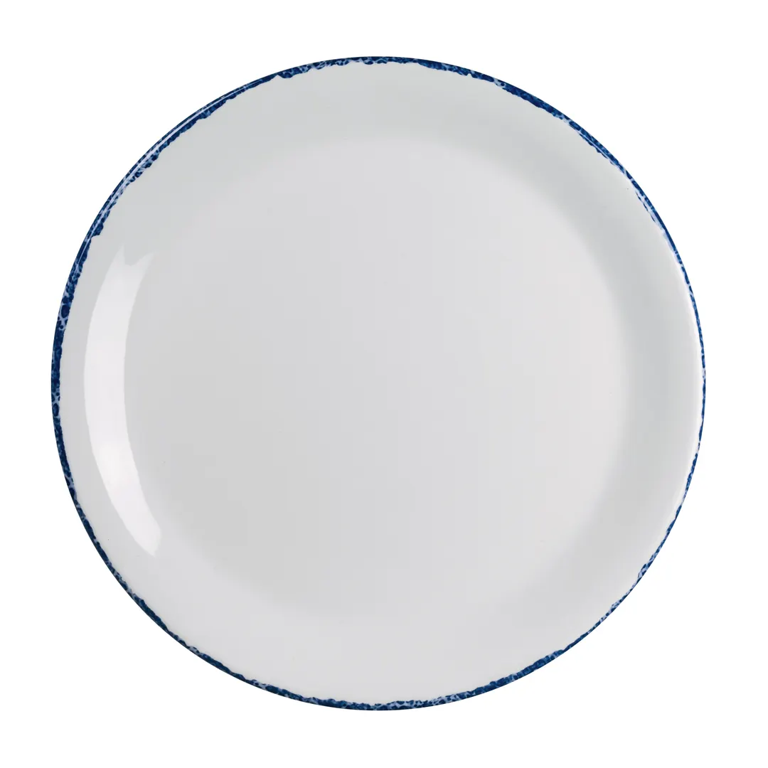 Steelite 7068MM304 Coupe Plate, 10" Blue Dapple Round Melamine, Dishwasher Safe - 1 Dozen