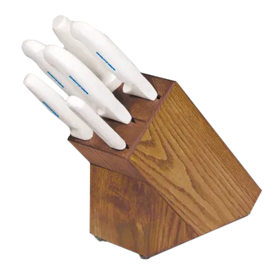 Dexter 21008 SofGrip (HSG-3) 7‑Piece White Knife Set, 10" Chef, 8" Bread, Diamond Sharpener - Set