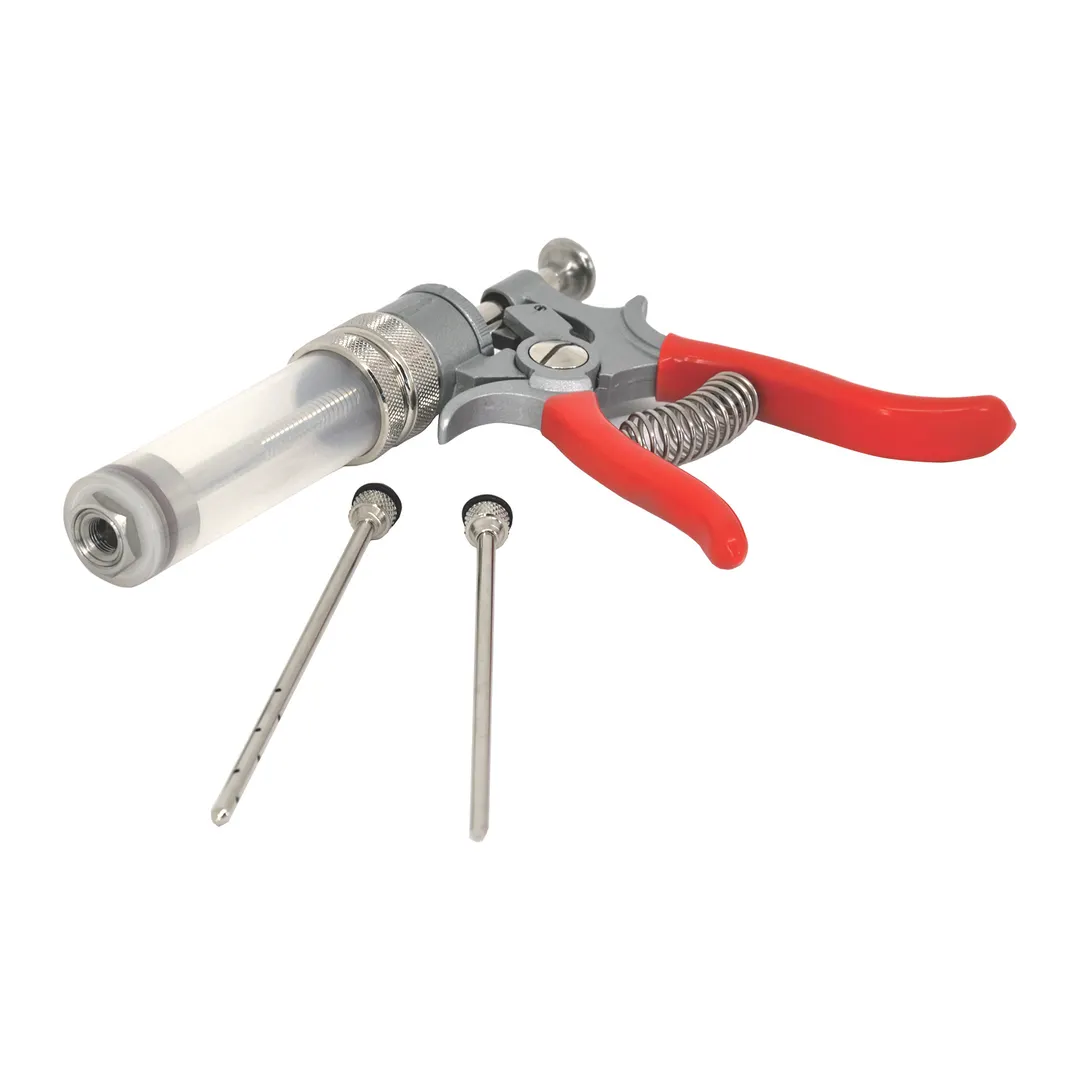 Omcan USA 10080 Dial-O-Matic Meat Pump, 2 Needle Set, Hand Kitchen Injector, Stainless Steel