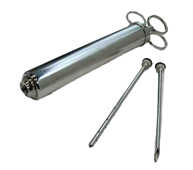 Omcan USA 10484 Long Meat Pump, 4 Oz, Includes Two Needles, Brass Construction