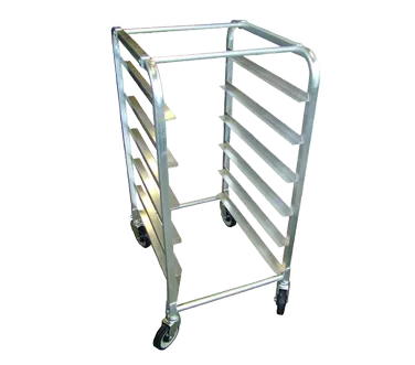 Omcan USA 13497 Mobile Half Size End Load Pan Rack w/ (6) 18" x 26" Pan Capacity, Curved Top