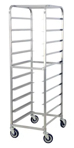 Omcan USA 13501 Stainless Steel Pan Rack w/ (10) Slides, 6" Spacing, 5" Casters
