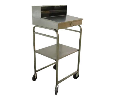 Omcan USA 13511 Mobile Receiving Desk, Sloped Top, Stainless Steel, Locking Storage, 5" Casters