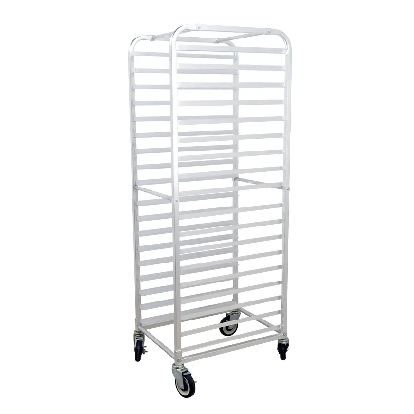 Omcan USA 27054 Aluminum Mobile Full Size End Load Pan Rack w/ (18) 18" x 26" Pan Capacity, Curved Top