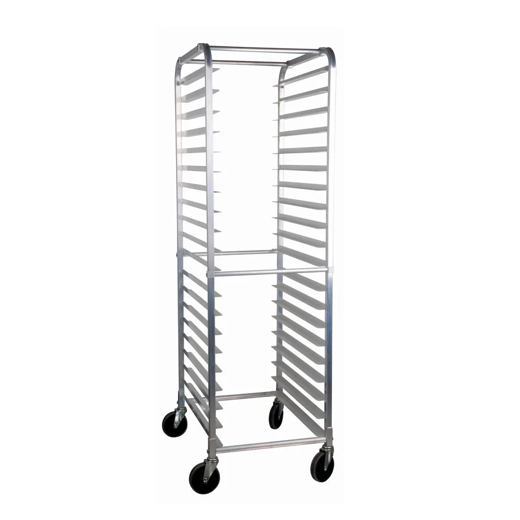 Omcan USA 28351 Aluminum Mobile Full Size Pan Rack w/ (20) 18" x 26" Pan Capacity, Curved Top
