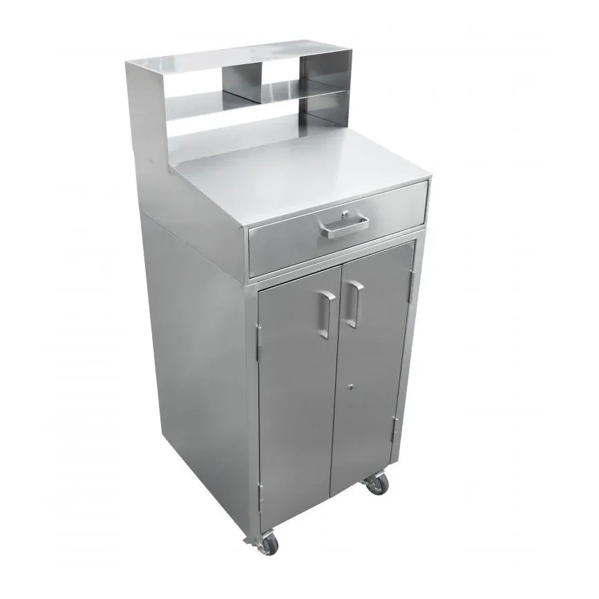 Omcan USA 43470 Mobile Stainless Steel Receiving Desk with Sloped Top, Lockable Storage