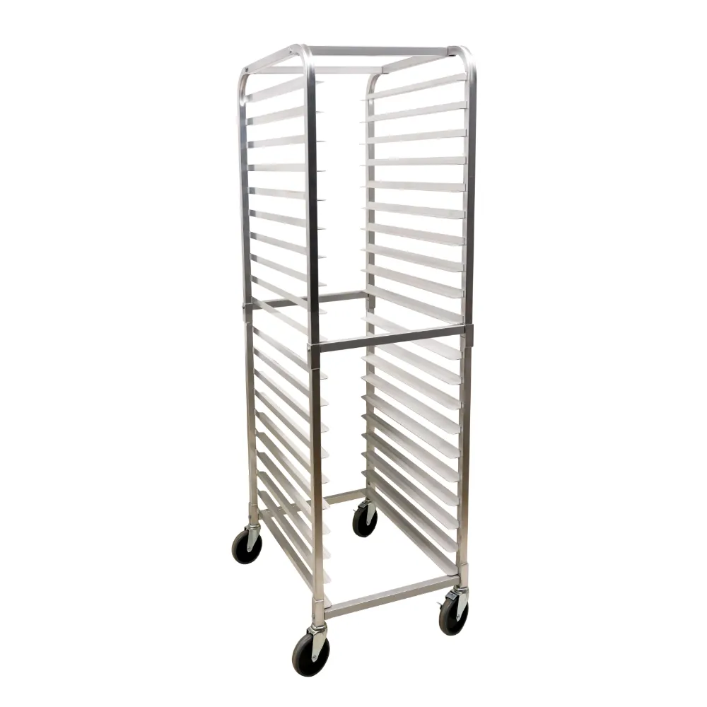 Omcan USA 48059 Aluminum Mobile Full Size Pan Rack w/ (20) 18" x 26" Pan Capacity, Curved Top