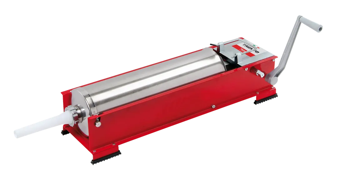 Omcan USA 48162 Trento Manual Sausage Stuffer, 22 lbs. Capacity, Stainless Steel, Horizontal, Red Enameled Steel