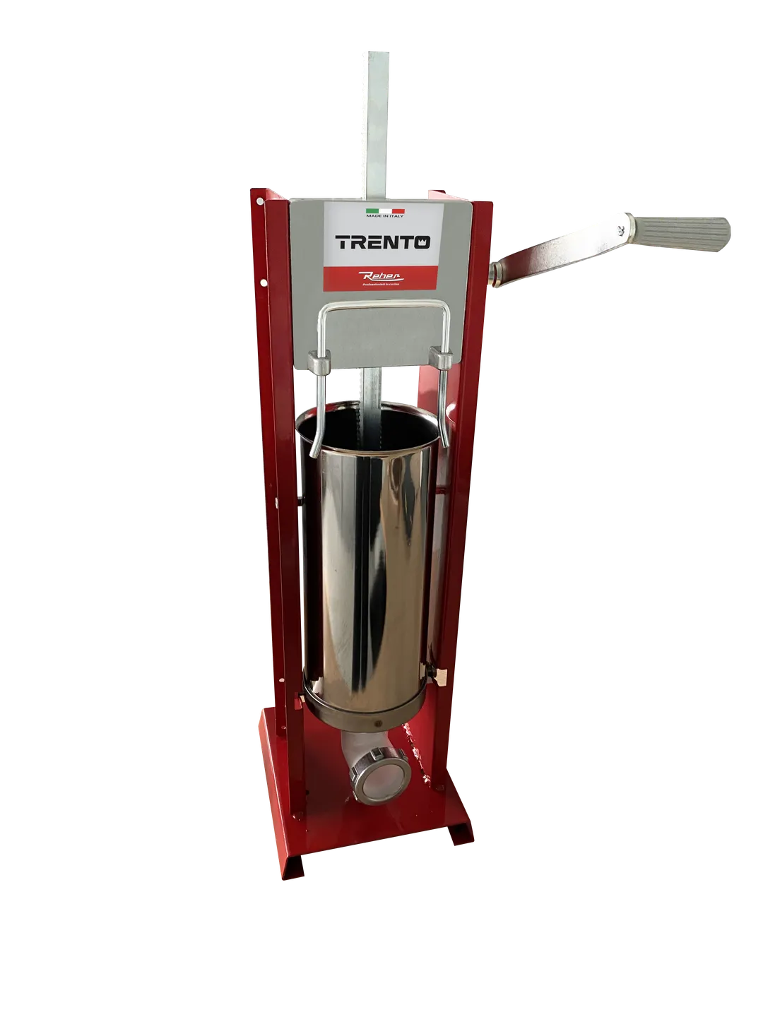 Omcan USA 48167 Trento Manual Sausage Stuffer, 11 lb Capacity, Stainless Steel Cylinder, Enameled Steel Sides, Red