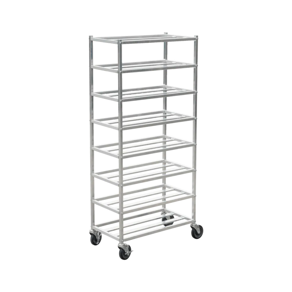 Omcan USA 48244 Aluminum Mobile Universal Rack w/ (8) 10" x 30" Platter Capacity 