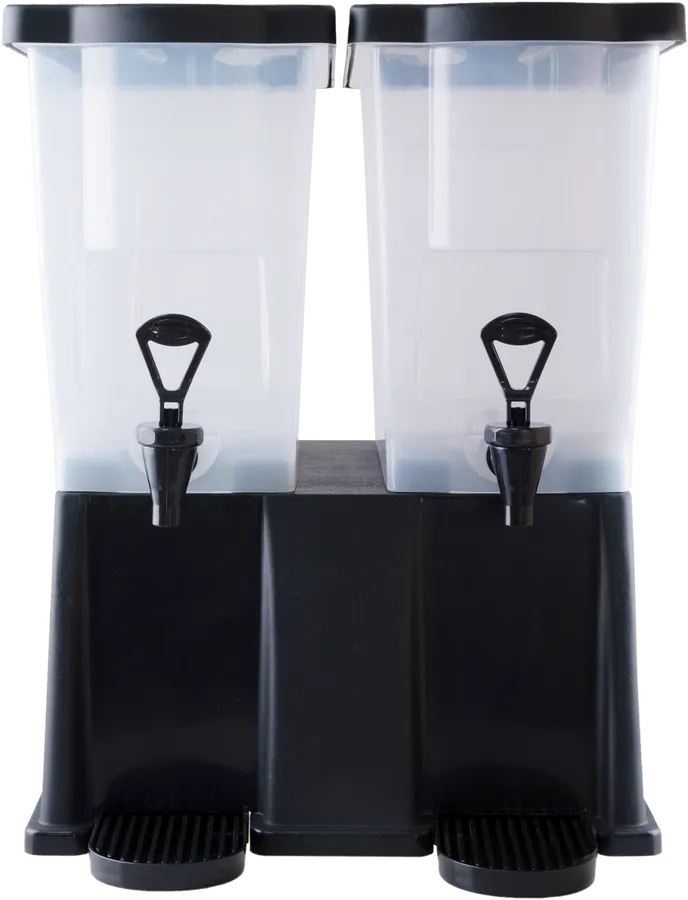 Omcan USA 81121 Double Juice & Beverage Dispenser, Two 12‑Qt PP Tanks, Clear Black Base, NSF