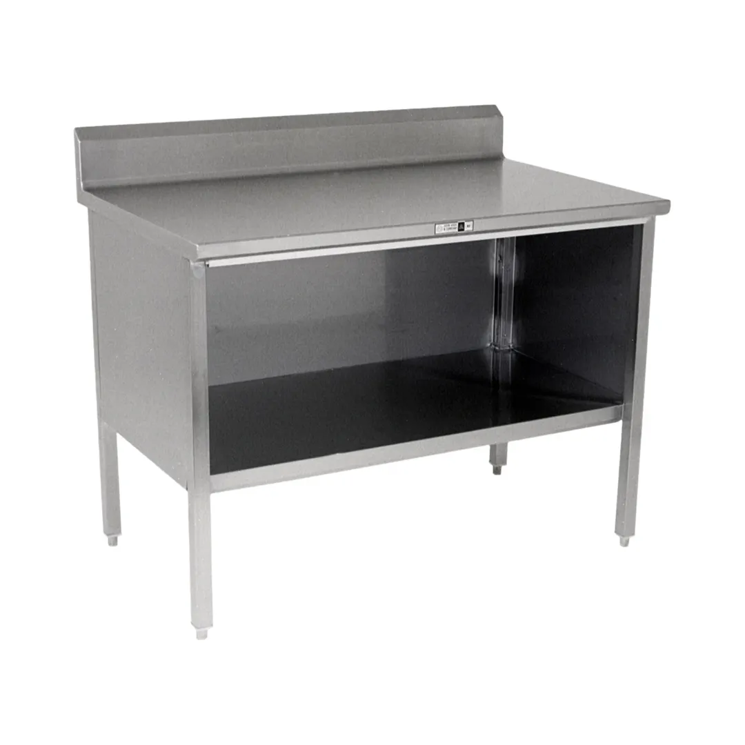 John Boos EBOS4R5-24144 Open Front Work Table with Mid-Shelf, Backsplash / 144"W X 24"D