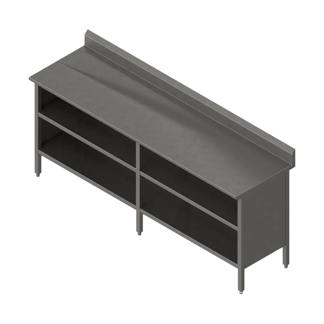 John Boos EBOS6R5-24144 Open Front Work Table with Mid-Shelf, Backsplash / 144"W X 24"D