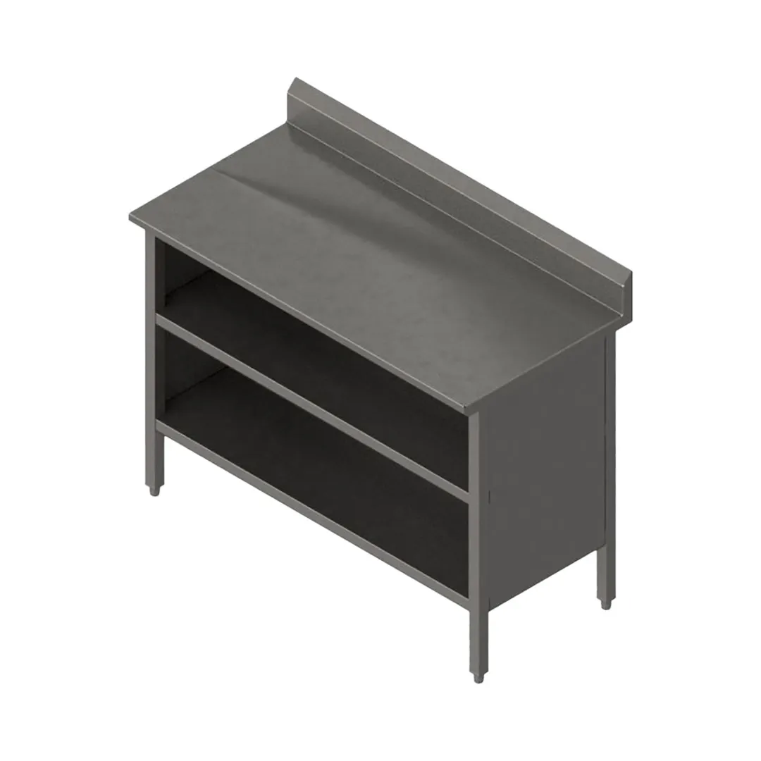 John Boos EBOS6R5-2472 Open Front Work Table with Mid-Shelf, Backsplash / 72"W X 24"D