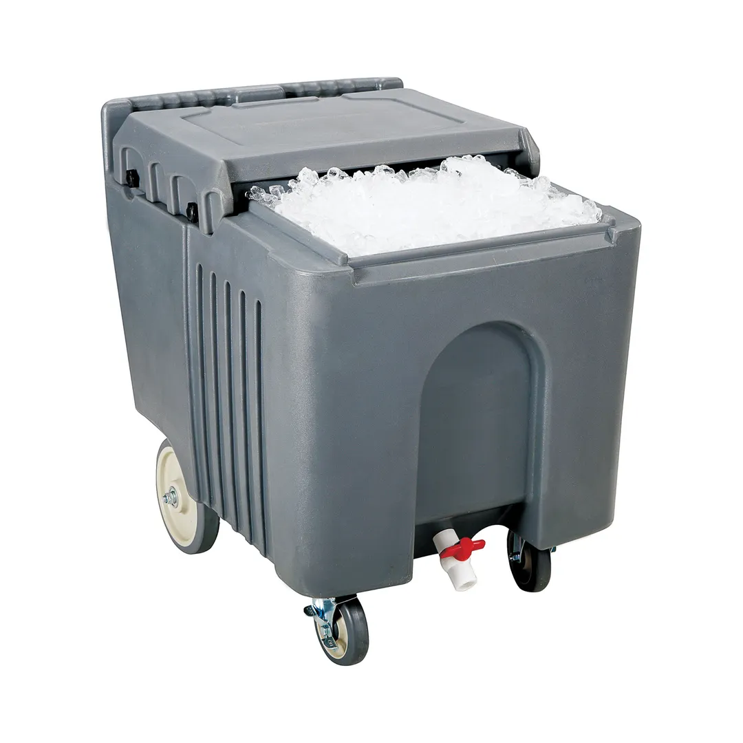 CAC China ICCD-126 Ice Caddy, 31-1/2" L x 23" W x 29-3/8" H, 126 lb Gray Plastic with Sliding Cover