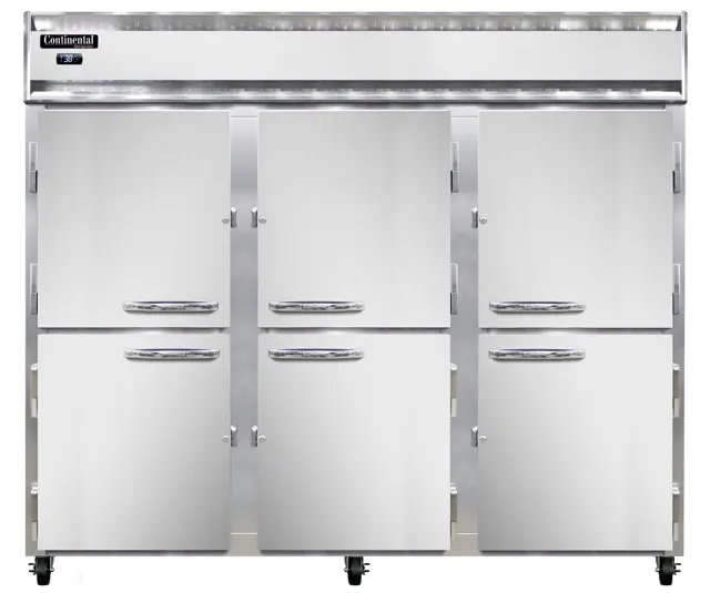 Continental Refrigerator 3RENPTHD-SD-GD 85.5" 3-Section Pass Thru Refrigerator, 75 cu. ft., Top Mounted