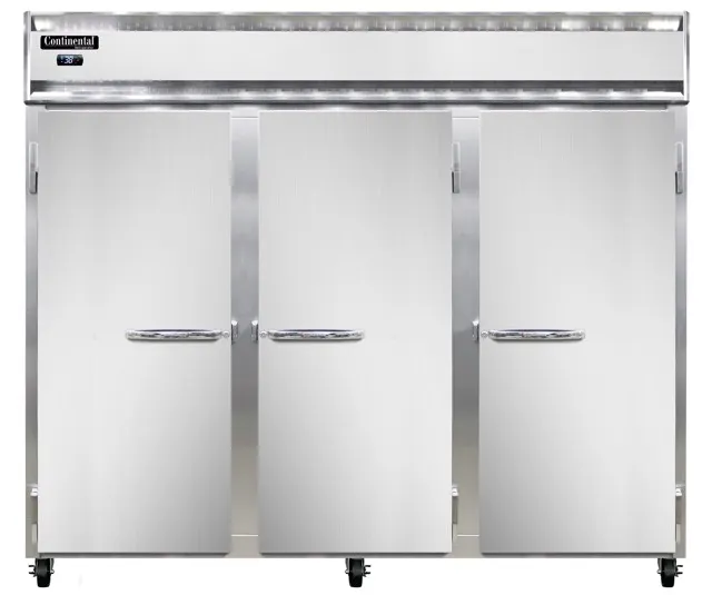 Continental Refrigerator 3RENSAPT-SD-GD 85.5" 3-Section Pass-Thru Refrigerator, 75 cu. ft., Top Mounted