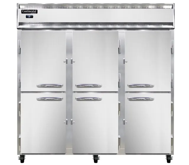 Continental Refrigerator 3RNSAPTHD-SD-GD 72" 3-Section Pass-Thru Refrigerator, 72 cu. ft., Top Mounted