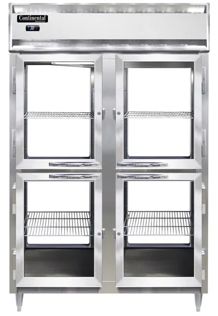 Continental Refrigerator D2RNSSPTHD-GD-GD 38" 2-Glass Door Pass Thru Refrigerator, 50 cu. ft., Top Mounted