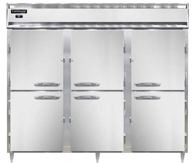 Continental Refrigerator D3RENSAPTHD-SD-GD 85" 3-Section Pass-Thru Refrigerator, 75 cu. ft.