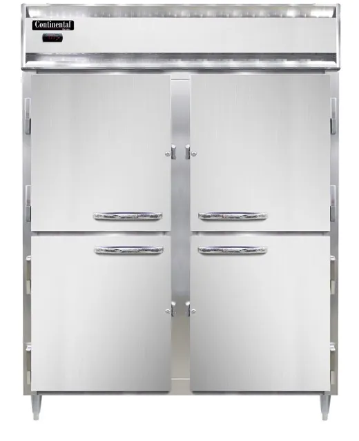 Continental DL2WE-SA-PT-HD-SD-GD 2-Section Heated Holding Cabinet, 52 ft³, Stainless Steel, Pass-Thru, Half-Height Glass & Stainless Steel Doors