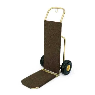 Forbes Industries 1555-CK Bellman's Handtruck w/ 23 1/2" Fold Up Dropnose, Wrap Around Carpet - Brushed Brass Tube