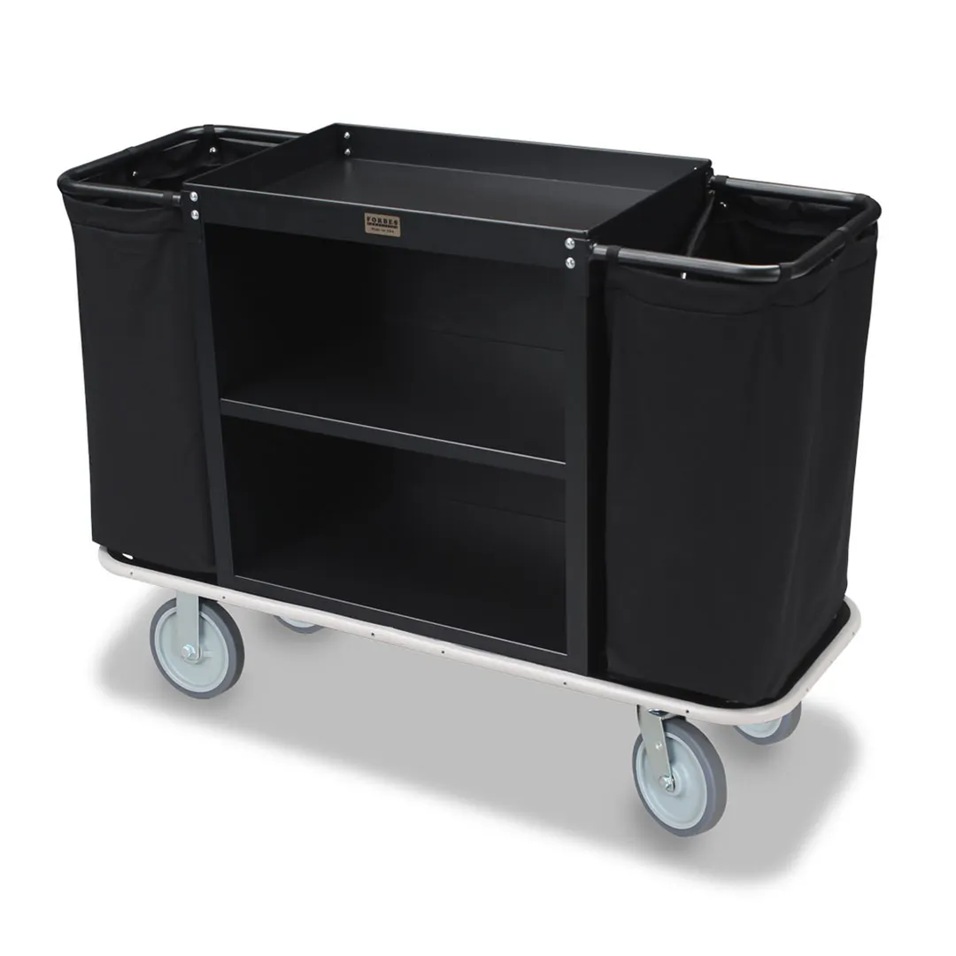 Forbes Industries 2101 Steel Housekeeping Cart w/ (2) Shelves & (3) Bag Style