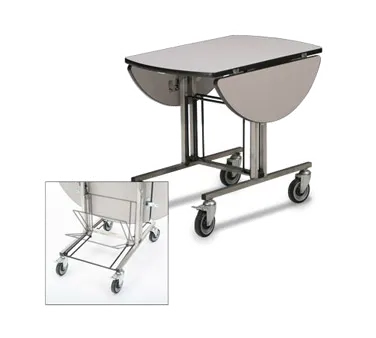 Forbes 4959-WDS Room Service Table 36"L x 43"W Oval Laminated Wood Top Tilt‑Up, Drop Leaves, Brakes
