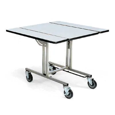 Forbes Industries 4961 Room Table 35-1/2"x39" Rect Lam, Leaves, 4 Wheels 2 Brakes, Shelves, SS Frame
