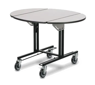 Forbes Industries 4969 Oval Room Service Table, 36" x 43", Steel Frame, Top, Fold Leaves, Wheels