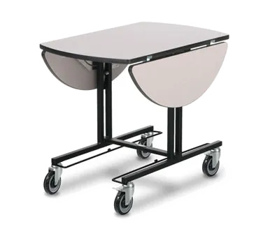 Forbes Industries 4969 Oval Room Service Table, 36" x 43", Steel Frame, Top, Fold Leaves, Wheels
