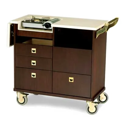 Forbes Industries 5635 Mobile Flambe Cart w/ Butane Electronic Igniting Burner, Avonite Top, Hardwood Veneer Cabinet