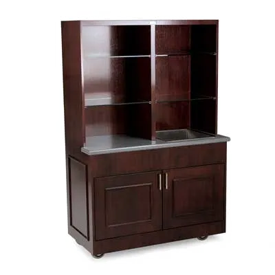 Forbes Industries 5868 Hardwood Mobile Back Bar with (4) Glass Shelves, Avonite Countertop