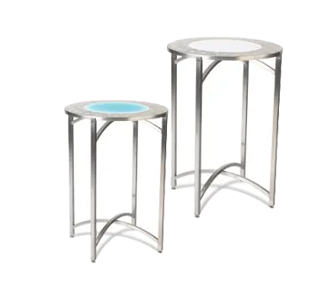 Forbes Industries 7033LED-24 EcoFlex Luxe Series 30" Round Folding Table with LED Light Strip, Stainless Steel Frame, Acrylic Top, 24"H