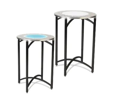 Forbes Industries 7034LED-30 EcoFlex Luxe Series 30" Round Folding Side Table with LED Light Strip Top, 30"H, Textured Black Steel Frame